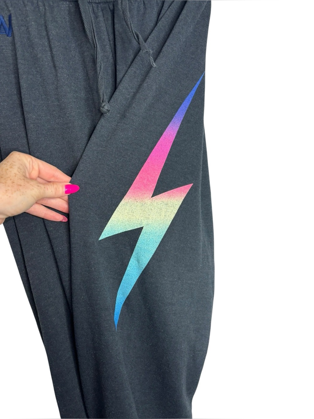 Aviator Nation Ombré Lightning Bolt Jogger Sweatpants Large Casual Loungewear - Picture 9 of 13